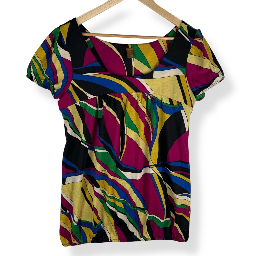 Y2K Copper Key Top Womens Size‎ XL Colorful Abstract Party Indie Sleaze USA Made